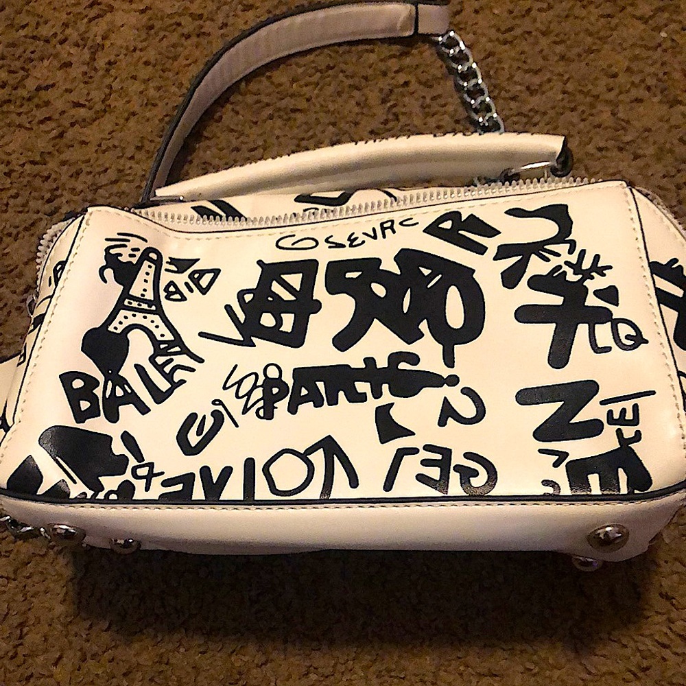 White & Black graffiti crossbody bag